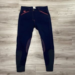 Smartpak Piper breeches- navy blue with pink piping!